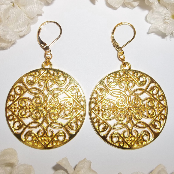 wvluckygirl Jewelry - Gold Statement Earrings, Gold Earring, Statement Earrings, Gold Earring Set 7467